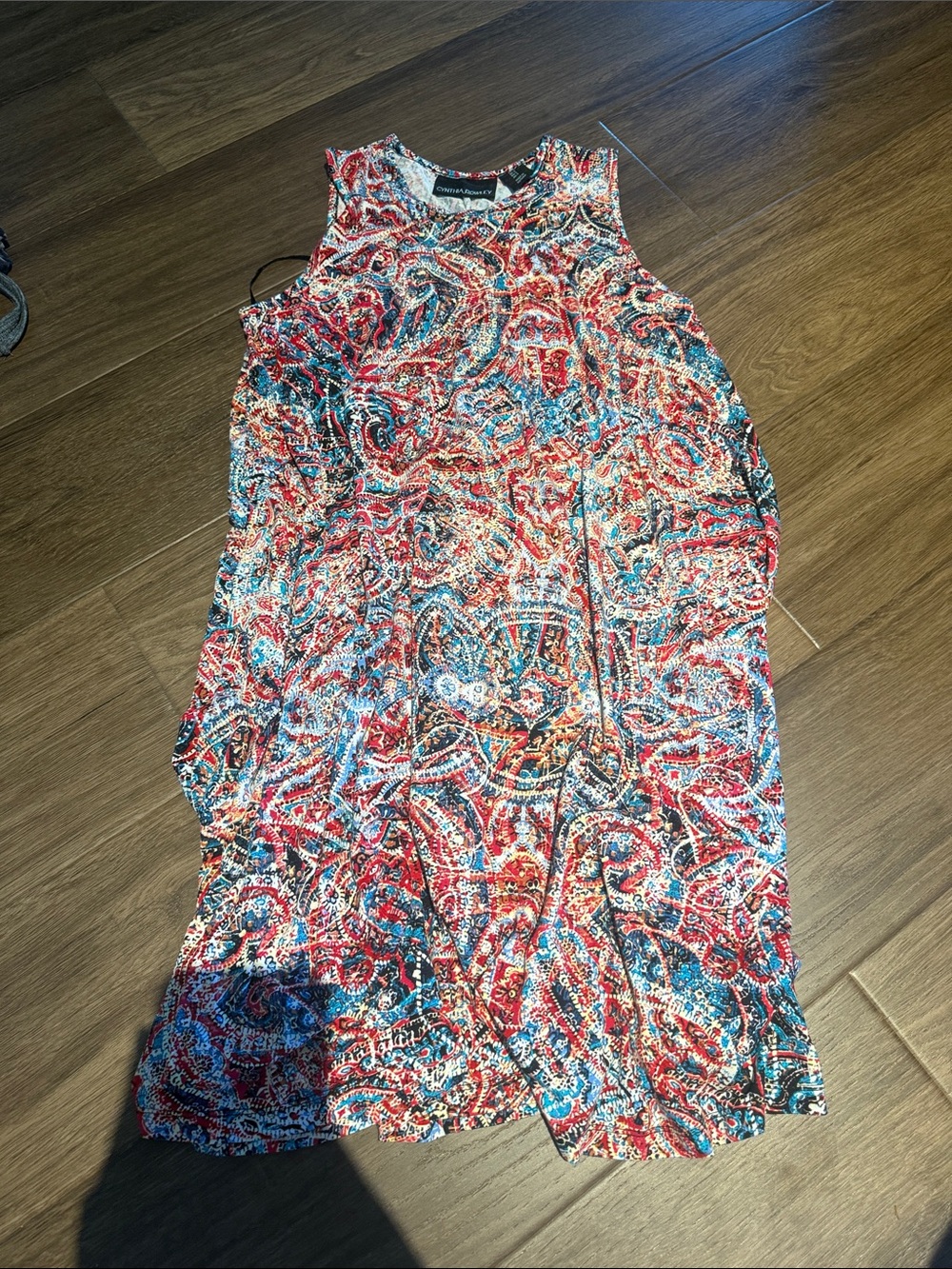 Cynthia Rowley Sleeveless Maxi Dress in Red, Blue & White Paisley